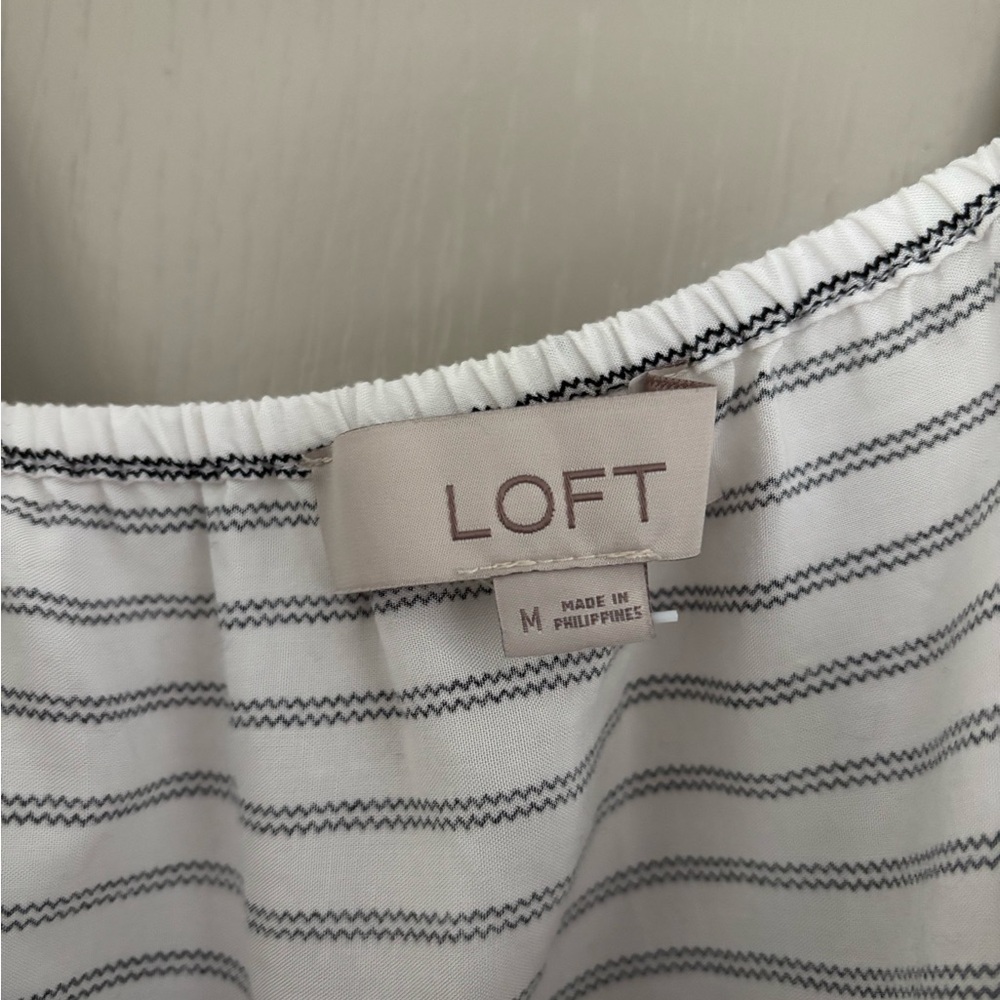 LOFT White and Black Striped Top - Picture 3 of 3